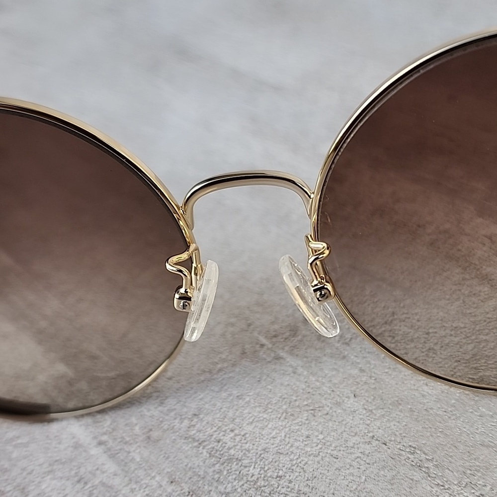 Alexander McQueen Round-Frame Metal Sunglasses Gold Women's Made in Italy - Picture 10 of 10
